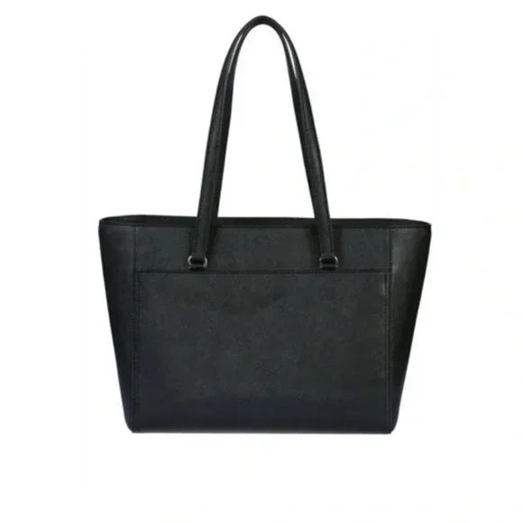Tory Burch Tote Bag York Gold Buckle Saffiano Leather Large Purse Black/Gold
